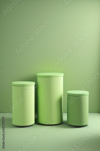 Green cylinder podium pedestal product display platform for product placement background made with Generative AI