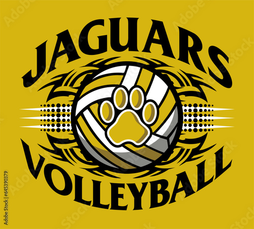 tribal jaguars volleyball team design with paw print for school, college or league sports