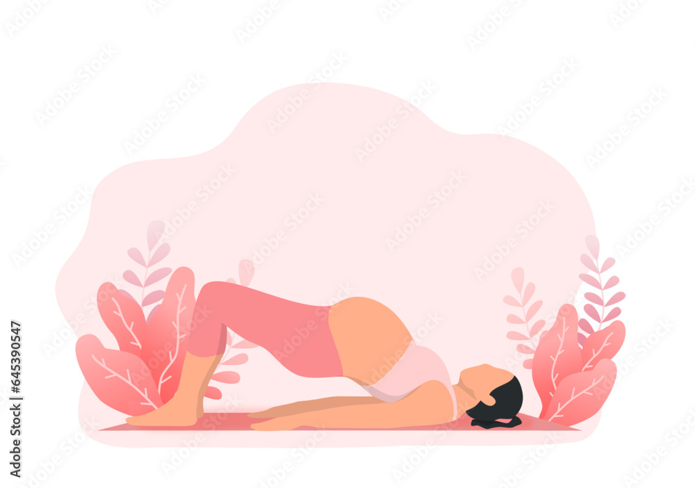 pregnant woman doing yoga bridge pose pregnant woman doing yoga bridge pose