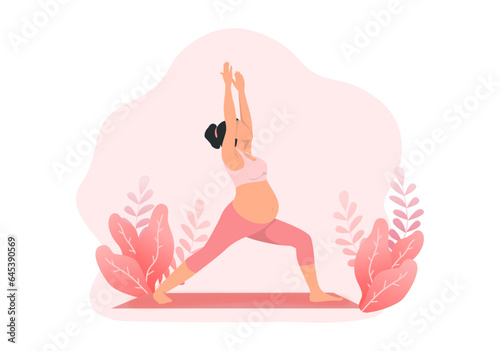 pregnant woman doing yoga warrior pose