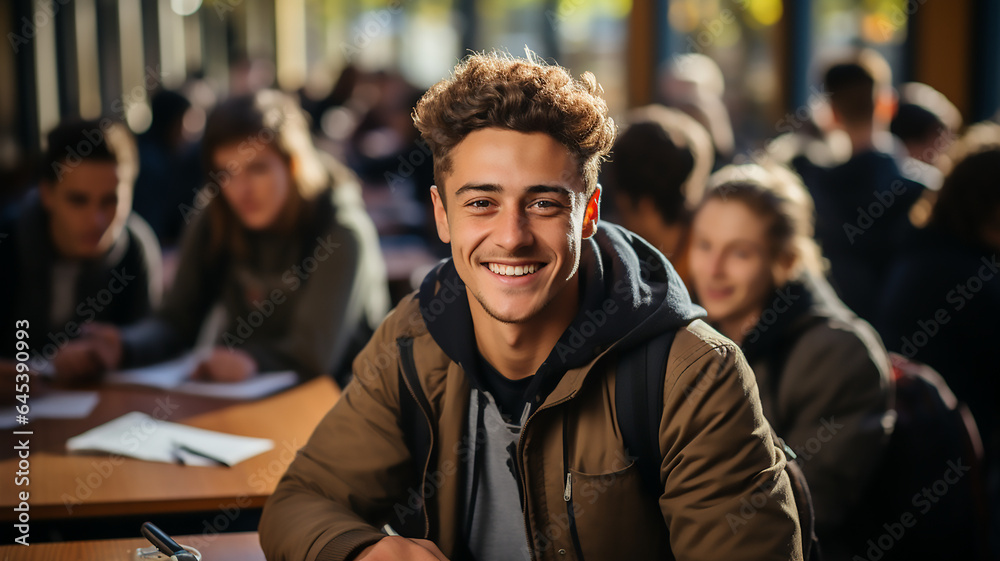 group of young male students at university group of young male students at university