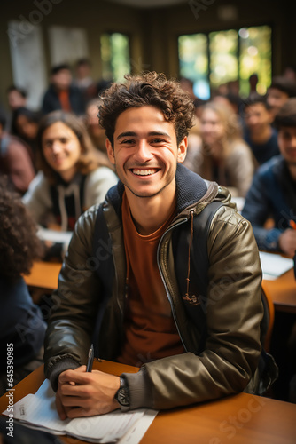 group of young male students at university