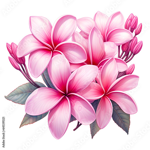 Water color beautiful pink plumeria illustration png clip art