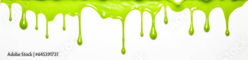 Bright Green Slime Dripping from Top Isolated on White Background. Generative ai photo