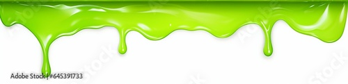 Bright Green Slime Dripping from Top Isolated on White Background. Generative ai photo