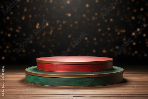 wood podium pedestal or platform Christmas background