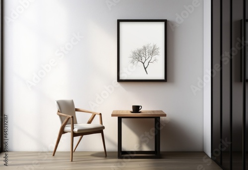 White black frame with blank square blank for the frame