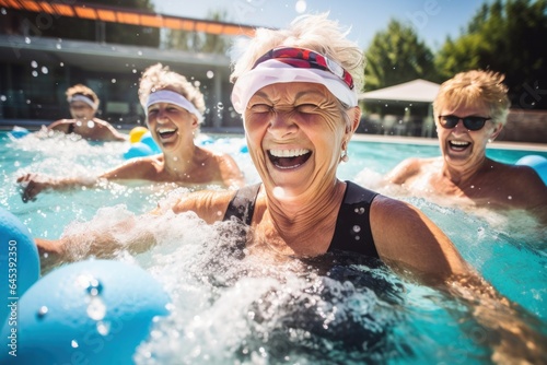 Older people in swimming pool © olegganko