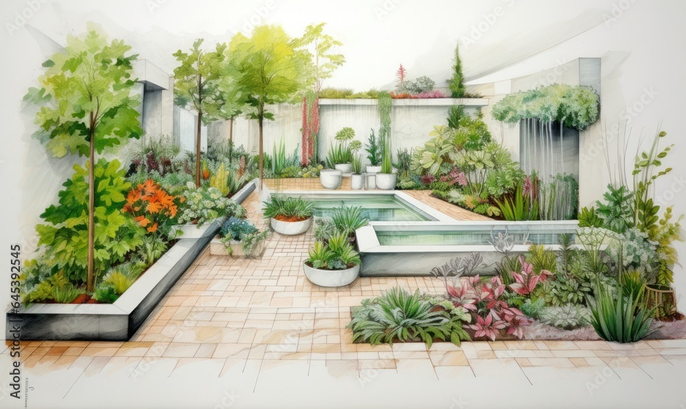 Naklejka premium Plan of the garden and landscape