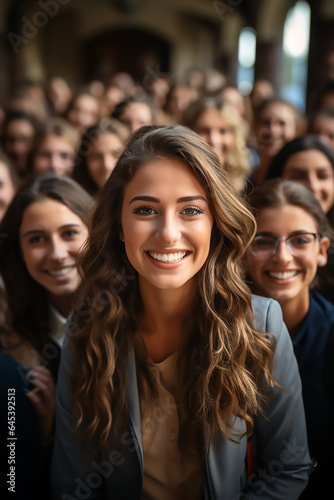 group of young female students at university