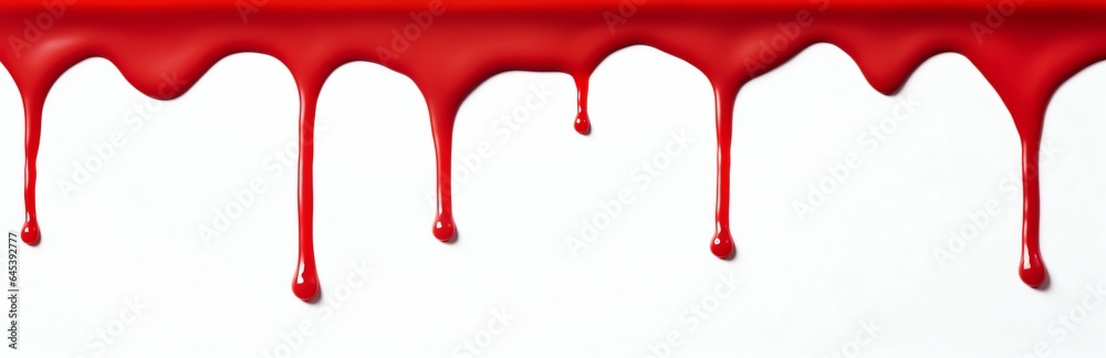 Red Slime Dripping from Top Isolated on White Background. Generative ai Red Slime Dripping from Top Isolated on White Background. Generative ai