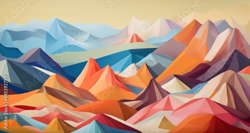 An abstract painting of mountains