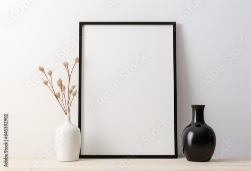 White black frame with blank square blank for the frame