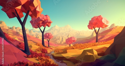 An abstract painting of mountains