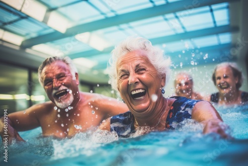 Older people in swimming pool © olegganko