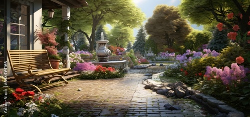 Beautiful garden with terrace