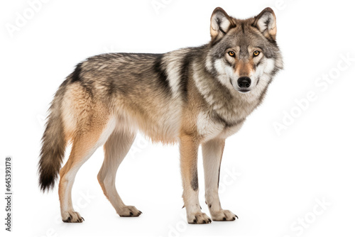 Gray wolf on a white background