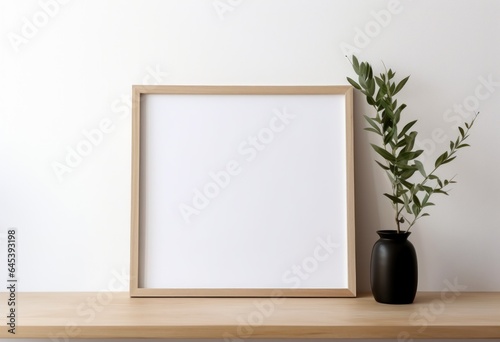 White frame with blank square blank for the frame. © olegganko