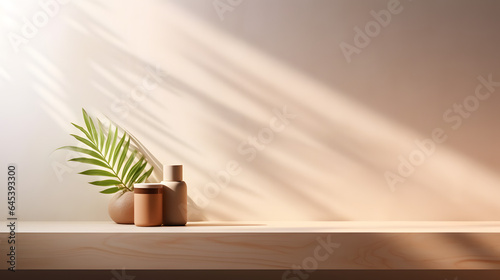 Luxury Organic Cosmetic Display with Dappled Sunlight