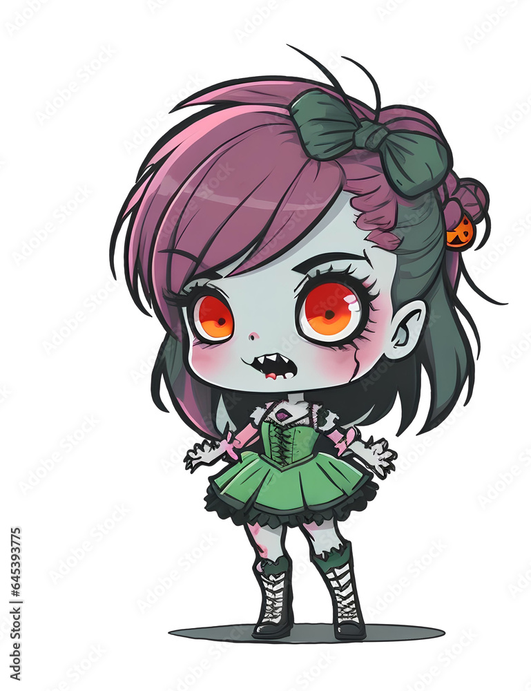 Girl in Halloween zombie girl costume Girl in Halloween zombie girl costume