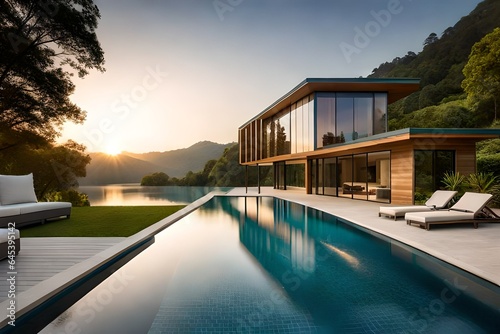 luxury hotel pool generated Ai  © Ai Studio