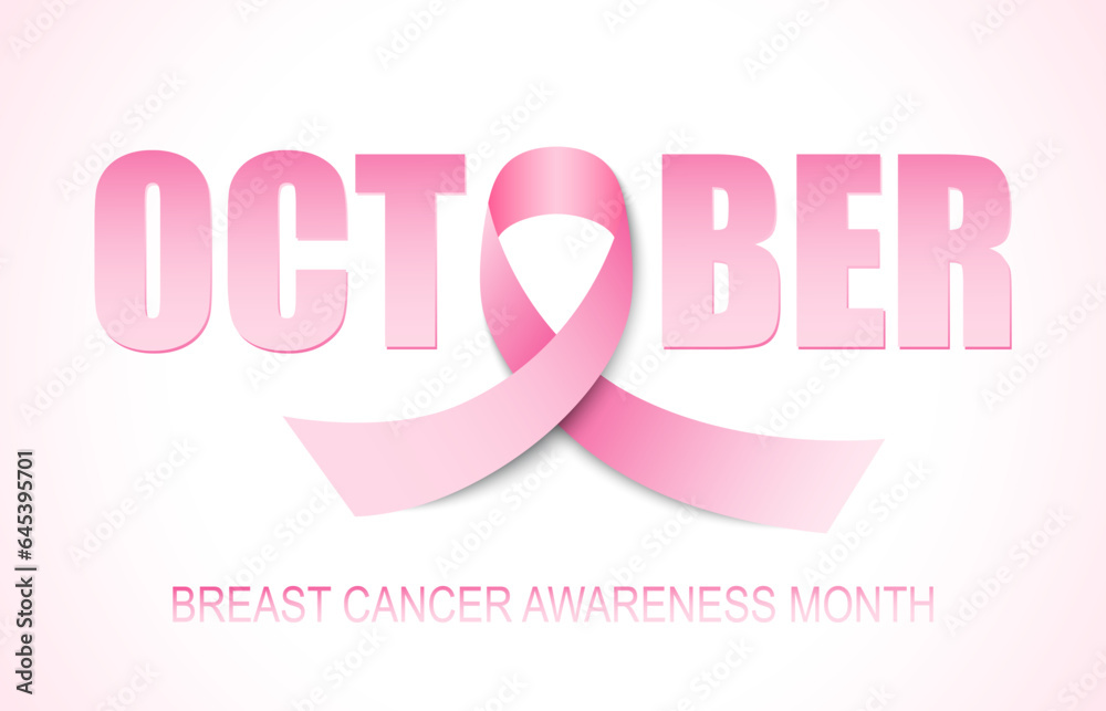 Breast Cancer Awareness. Pink ribbon. Vector illustration.