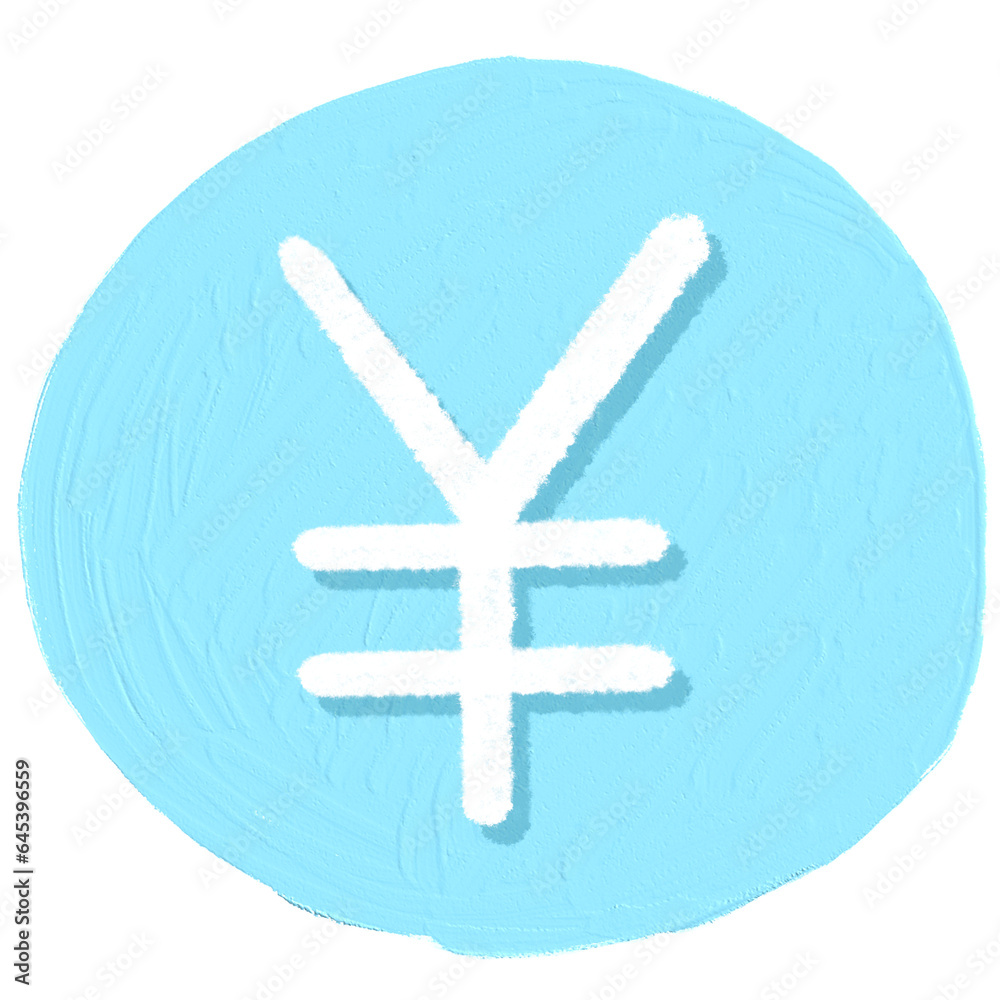Obraz premium The Chinese/Japanese Yuan sign is in a blue circle.