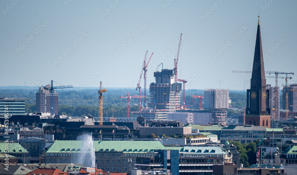 Skyline of Hamburg, Germany, with the new skyscraper 'Elbtower', under construction. Skyline of Hamburg, Germany, with the new skyscraper 'Elbtower', under construction.