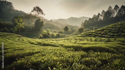 herbal and healthy green tea field scenery a natural beauty generative ai © Align