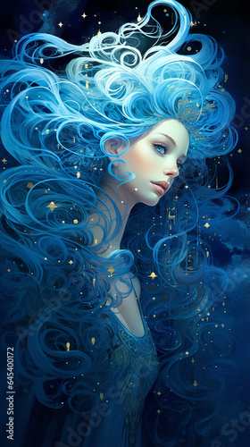 Virgem, astrologia azul arte fantasia 