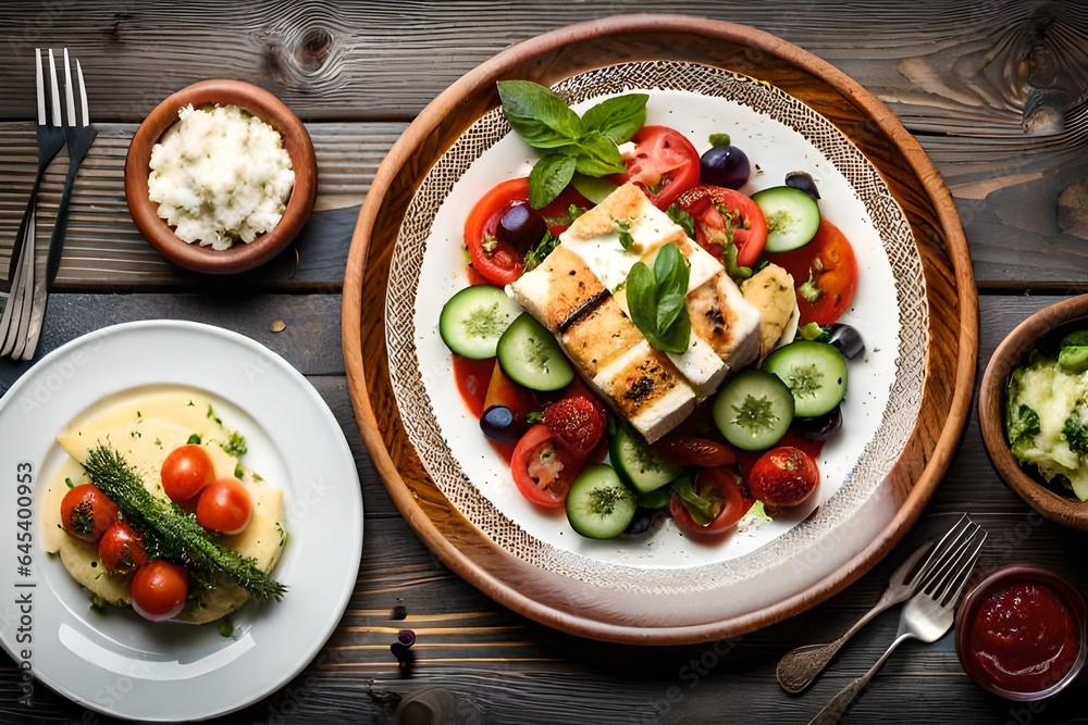 salad with cheese and tomatoes