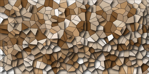 Multicolor Broken Stained Glass Background with White lines. Voronoi diagram background. Seamless pattern with 3d shapes vector Vintage Illustration background. Geometric Retro tiles pattern
