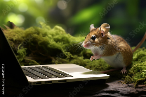 mouse is using laptop