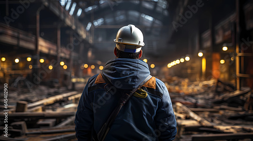 Back view of a worker en an industrial building © Alin