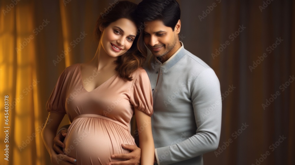 Happy young Indian couple expecting a baby