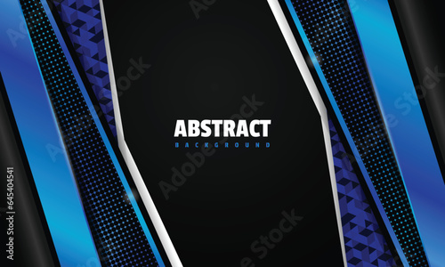 Modern dark navy background with shinny metallic blue and polygon design