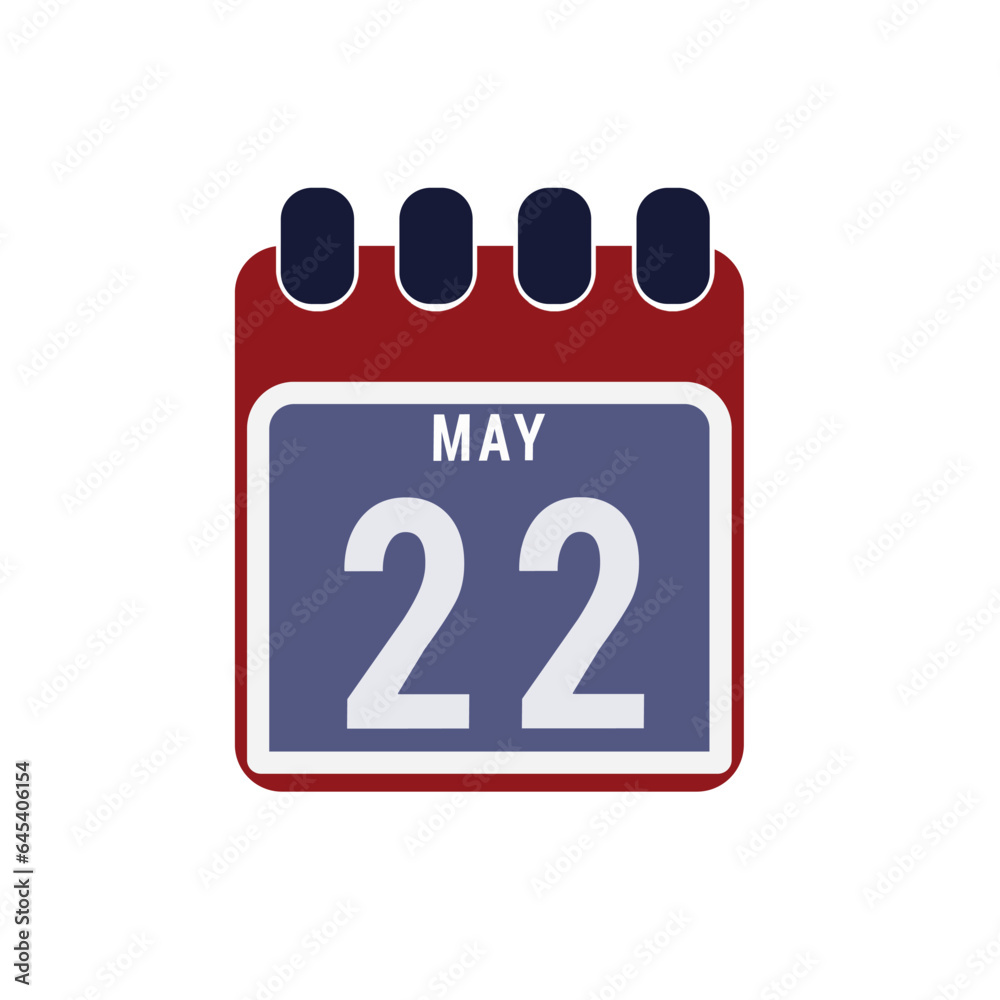 Calendar displaying the page of the day 22 (twenty-second) of the May - Day 22 of the month. Illustration Calendar displaying the page of the day 22 (twenty-second) of the May - Day 22 of the month. Illustration