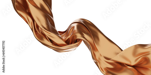 A floating bronze silk textile fabric background that exudes elegance and grace. 3d Render  photo