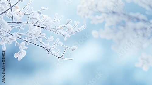  a close up of a branch with snow on the branches.  generative ai © Shanti