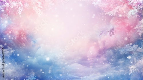  a blue and pink background with snowflakes and stars.  generative ai © Shanti