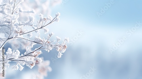  a close up of a tree branch with frost on it. generative ai
