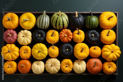 Top view at different pumpkins