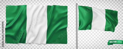 Photos Vector realistic illustration of Nigerian flags on a transparent background