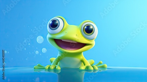  a frog with big eyes sitting in a pool of water. generative ai