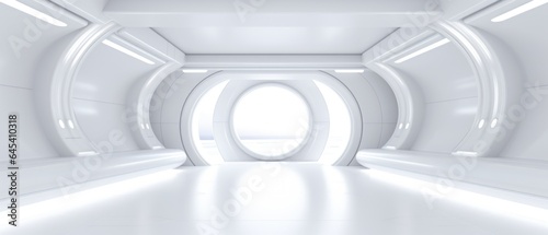 Fototapeta Naklejka Na Ścianę i Meble -  Empty futuristic white room with copy space for presentation product.