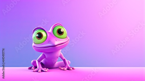  a purple frog sitting on top of a pink floor next to a purple wall. generative ai