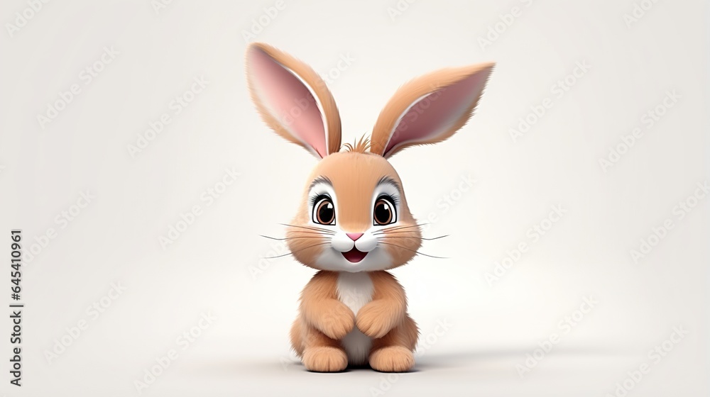  a cartoon rabbit sitting down with a big smile on its face.  generative ai