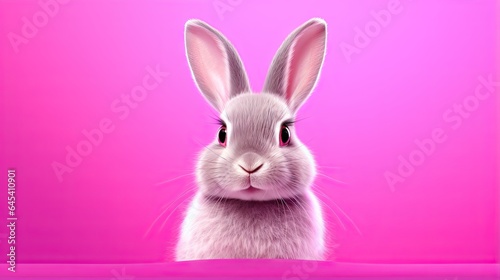  a white rabbit with a pink background and a pink border.  generative ai
