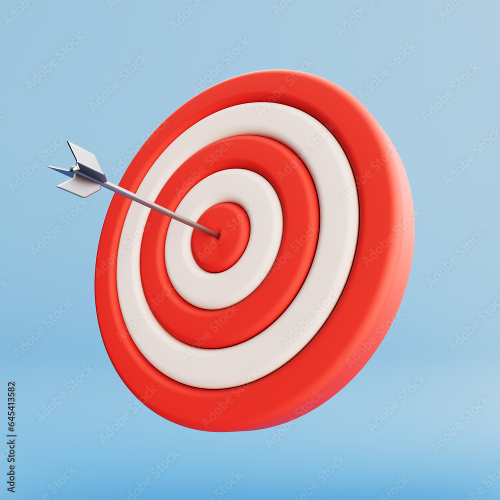 Red and white dartboard on a clean light background. 3D illustration Red and white dartboard on a clean light background. 3D illustration