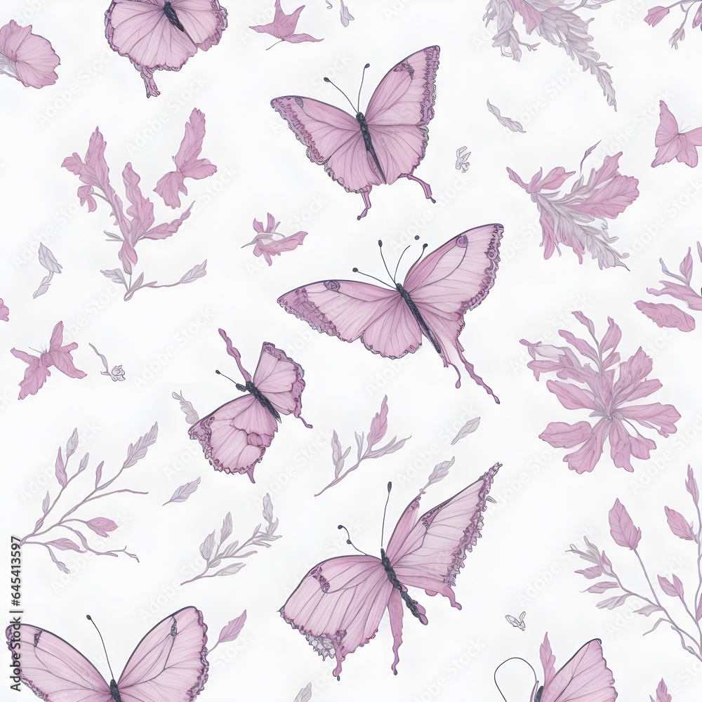 seamless pattern with butterflies, wallpaper, fabric , AI generated